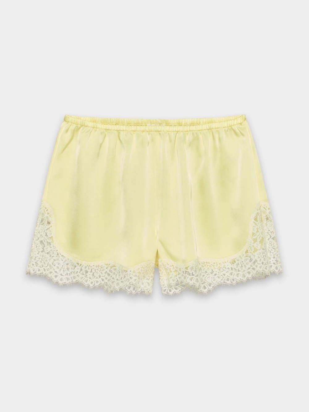 Aritzia Yellow Satin Lace-Trim Shorts